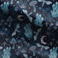 100% Cotton Fabric, Crystals - Blue, Dark Woodland Magical Fabric, Quilting Fabric, 147cm Wide, Meter, Magical fabric