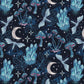 100% Cotton Fabric, Crystals - Blue, Dark Woodland Magical Fabric, Quilting Fabric, 147cm Wide, Meter, Magical fabric