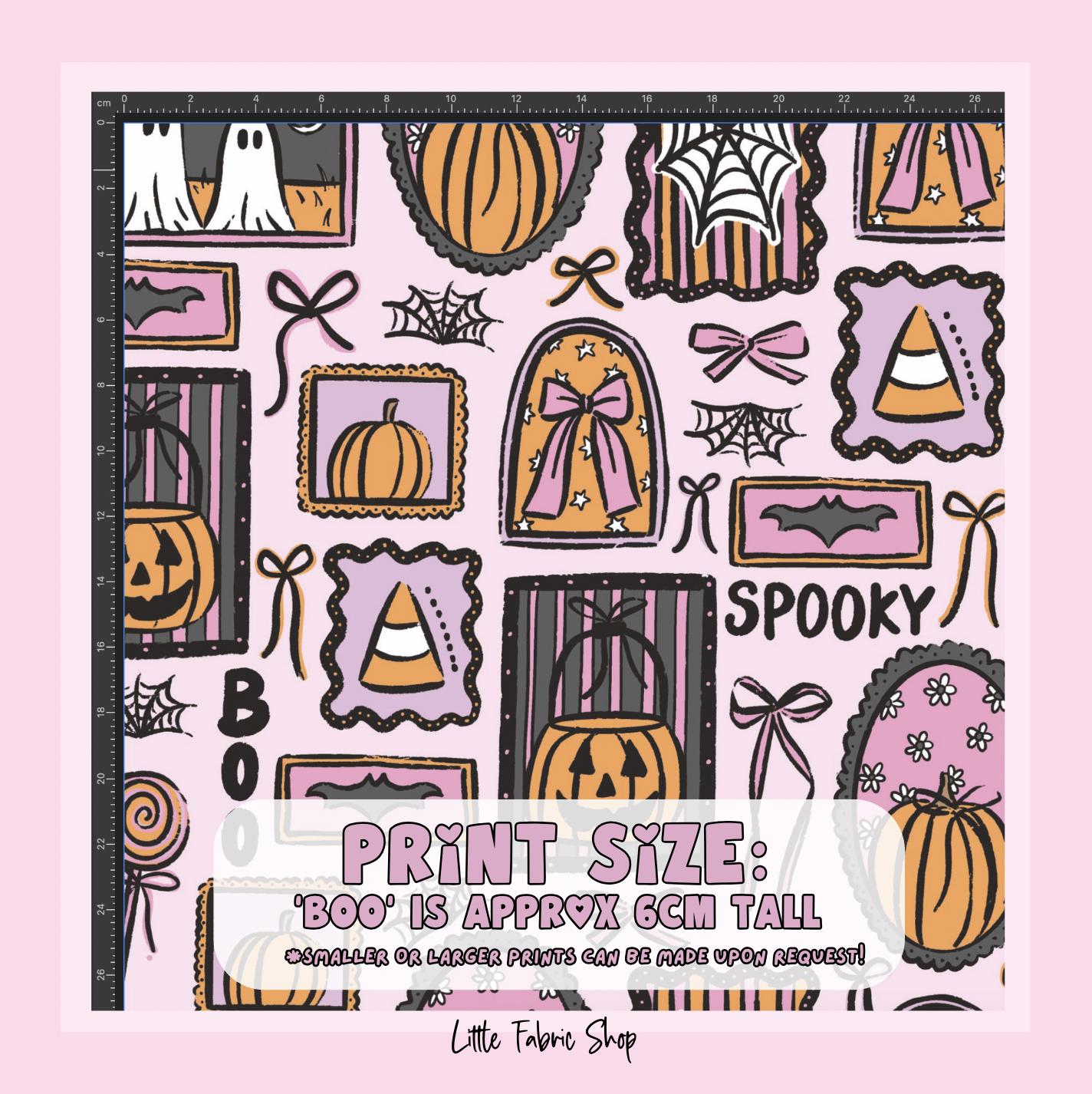 100% Cotton Fabric, Halloween - Frames Pink - Fabric, Quilting Fabric, 147cm Wide, Metre, Modern Halloween, Pink fabric