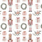 100% Cotton Fabric, Nutcracker - Pink Fabric, Quilting Fabric, 147cm Wide, Meter, Pink Nutcracker, Wreath Christmas Fabric
