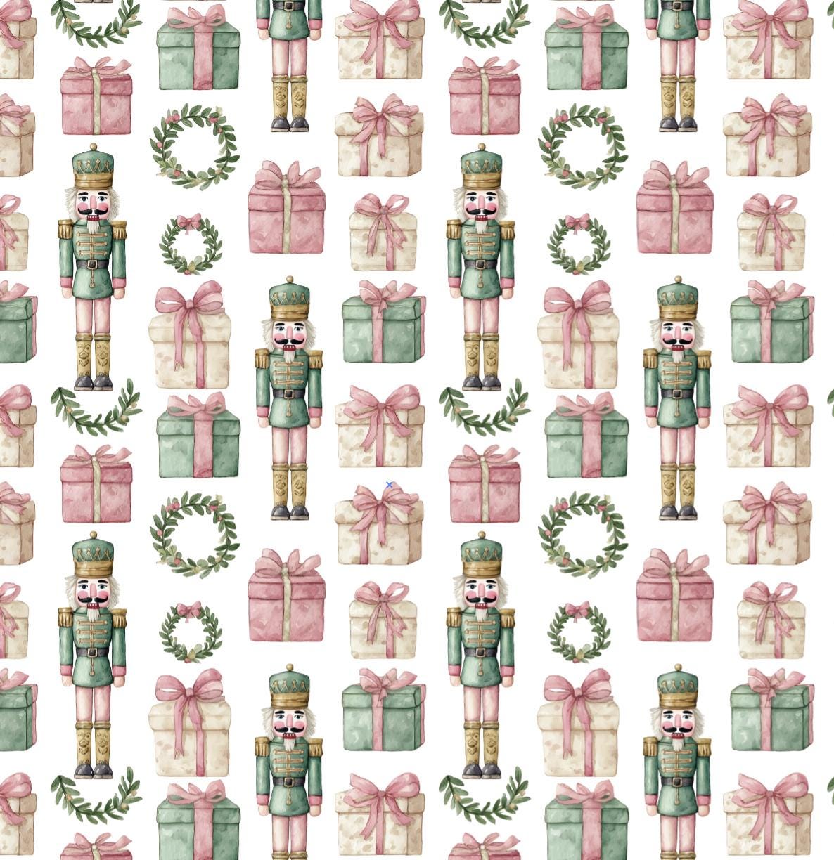 100% Cotton Fabric, Nutcracker - Green Fabric, Quilting Fabric, 147cm Wide, Meter, Green Nutcracker, Wreath Christmas Fabric