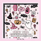 100% Cotton Fabric, Halloween - Pink Fabric, Quilting Fabric, 147cm Wide, Meter, Ghost, Pumpkin, Bat, Witches Hat Fabric