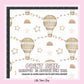 100% Cotton Fabric, Hot Air Balloons - Wicker Rainbows Fabric, Quilting Fabric, 147cm Wide, Metre, Hot Air Balloons Fabric