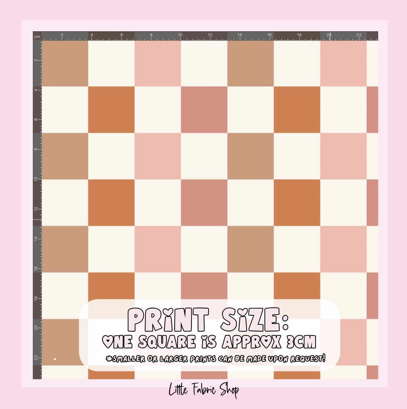 100% Cotton Fabric, Checkered - Fall colours, Fabric, Quilting Fabric, 147cm Wide, Meter, Autumn Winter Fabric, Squares, Fabric