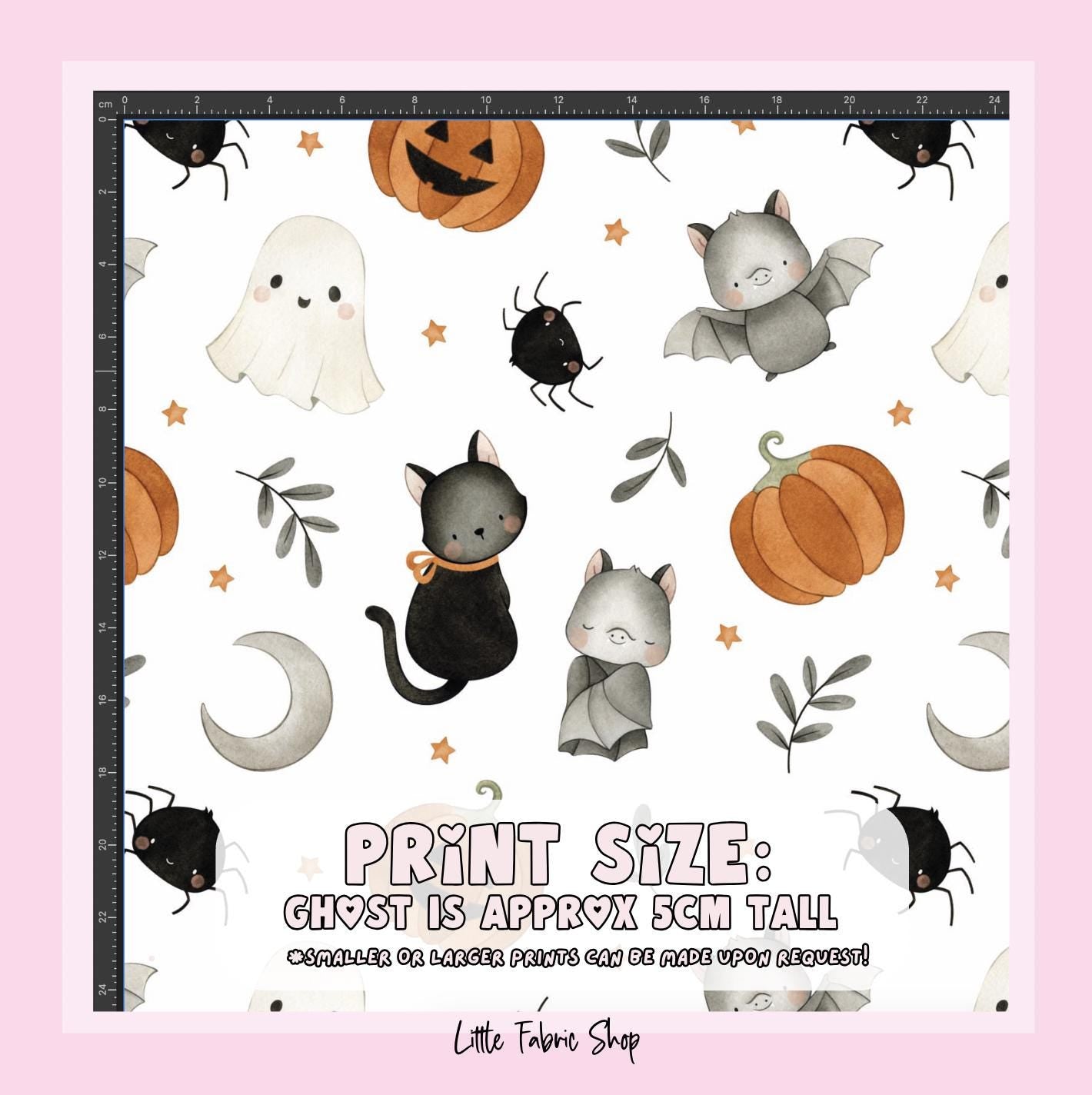 100% Cotton Fabric, Halloween -Watercolour Bats, Fabric, Quilting Fabric, 147cm Wide, Meter, Halloween, Cute Bat Fabric, Pumpkins