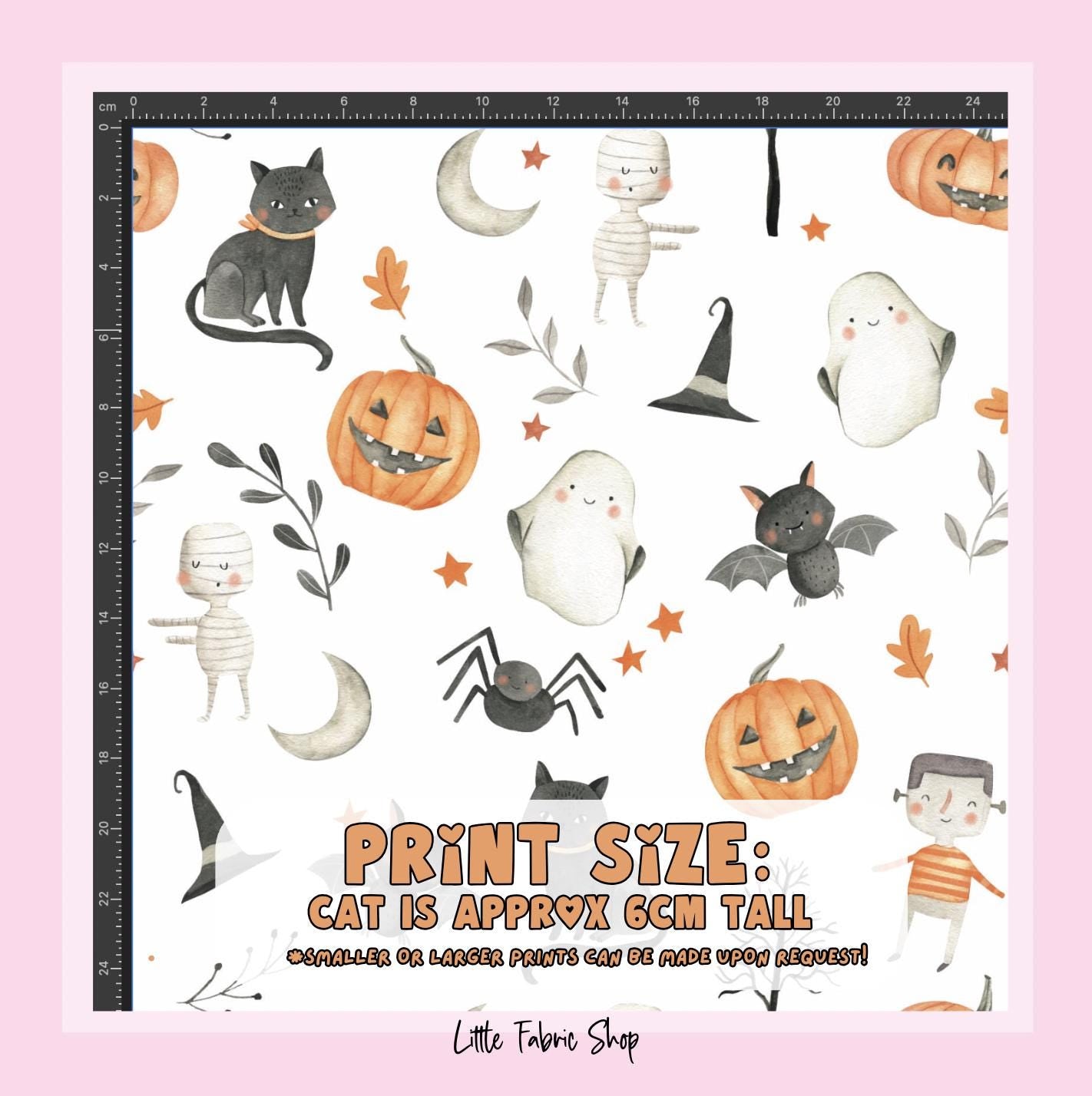 100% Cotton Fabric, Halloween - Pumpkins and Cats, Fabric, Quilting Fabric, 147cm Wide, Meter, Halloween, Cat, Ghost, Fabric