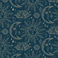 100% Cotton Fabric, Celestial - Dark Teal Navy, Gold, Fabric, Quilting Fabric, 147cm Wide, Meter, Crescent Moon Fabric