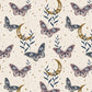 100% Cotton Fabric, Celestial - Butterflies Beige, Fabric, Quilting Fabric, 147cm Wide, Meter, Celestial Crescent Moon Fabric