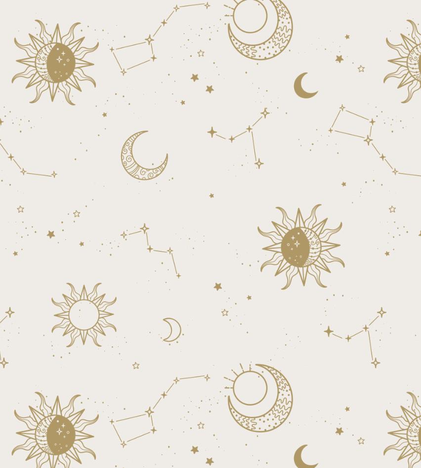 100% Cotton Fabric, Celestial - Butterflies Beige, Fabric, Quilting Fabric, 147cm Wide, Meter, Celestial Crescent Moon Fabric