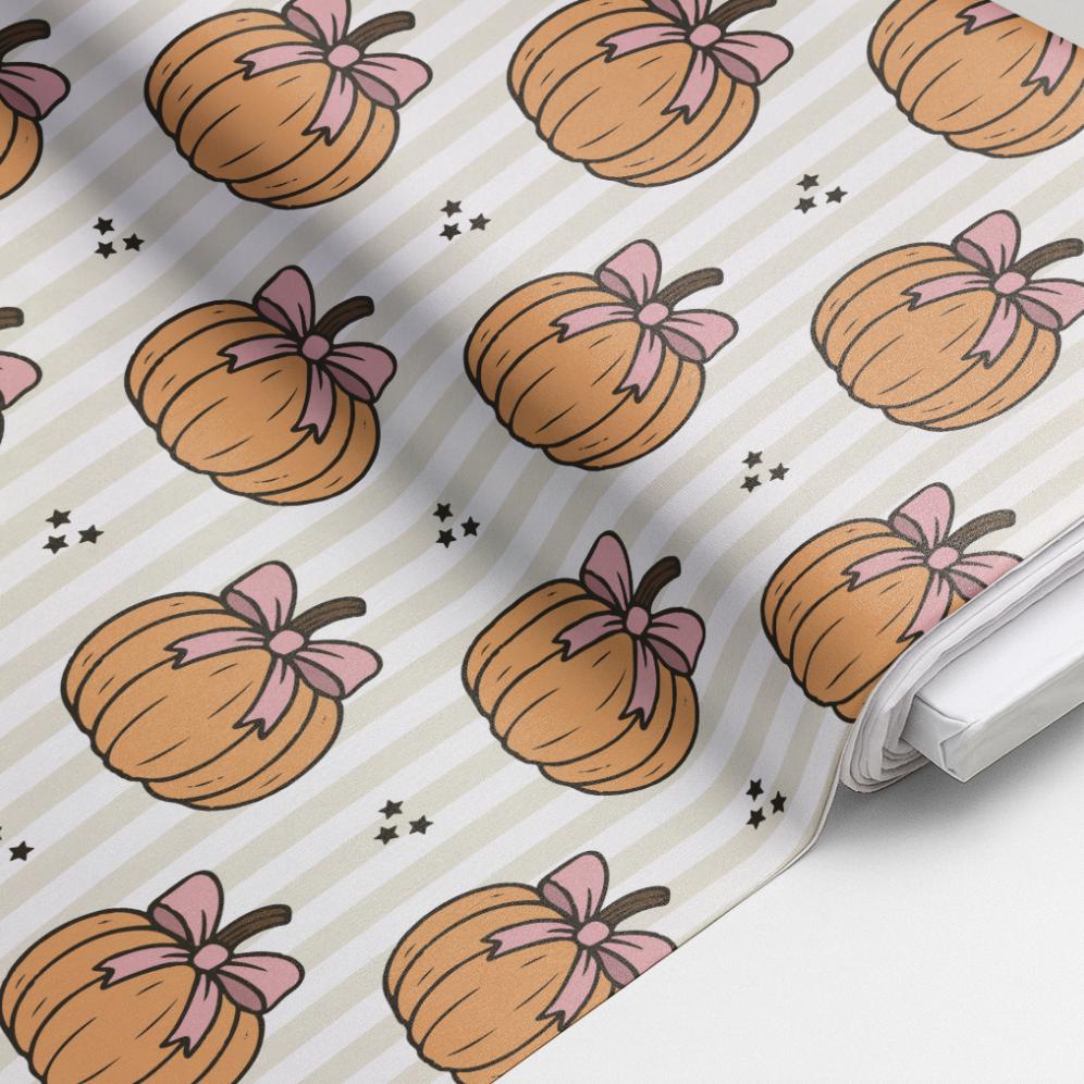 100% Cotton Fabric, Pumpkins - Stripes - Beige, Fabric, Quilting Fabric, 147cm Wide, Meter, Pumpkin Halloween Fall Fabric