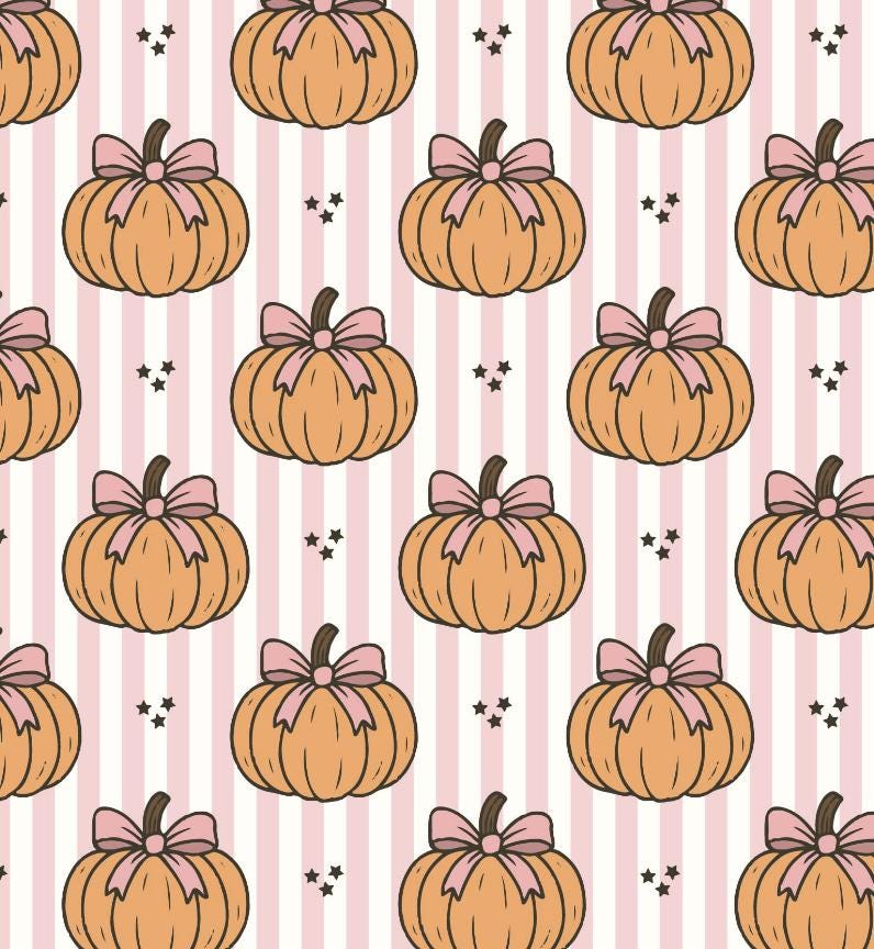100% Cotton Fabric, Pumpkins - Stripes - Pink, Fabric, Quilting Fabric, 147cm Wide, Meter, Pumpkin Halloween Fall Fabric