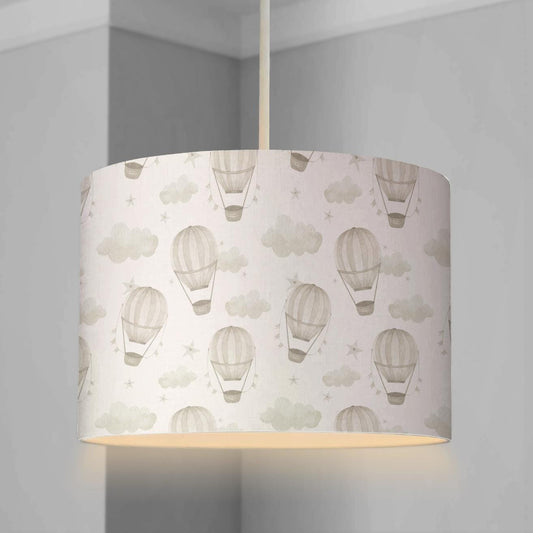 LAMPSHADE - Nursery Ceiling Multiple Hot Air Balloons - Faded Beige JLR, Lampshade or Table lampshade - Bedroom Lampshade - Round Lampshade