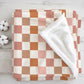 Checkered - Fall, Orange Peach Brown, Sherpa Fleece Blanket, Decor, Kids Bedding, Blankets, Bedroom, Fall Autumn Checkered Fleece Blanket