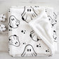 Ghosts - Monochrome, Sherpa Fleece Blanket, Decor, Kids Bedding, Blankets, Children's Room, Halloween Ghosts, Fleece Blanket