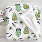 Frankenstein, Sherpa Fleece Blanket, Decor, Kids Bedding, Blankets, Children's Room, Halloween Frankenstein Green, Fleece Blanket