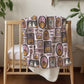 Halloween - Frames Pink, Sherpa Fleece Blanket, Decor, Kids Bedding, Purple, Children's Room, Halloween Ghost, Pumpkins, Fleece Blanket