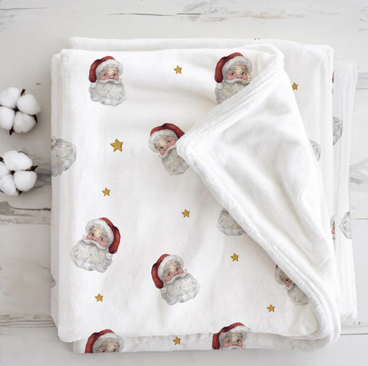 Santa - Realistic, Sherpa Fleece Blanket, Decor, Kids Bedding, Blankets, Children's, Pretty Floral, Santa, Christmas Fleece Blanket