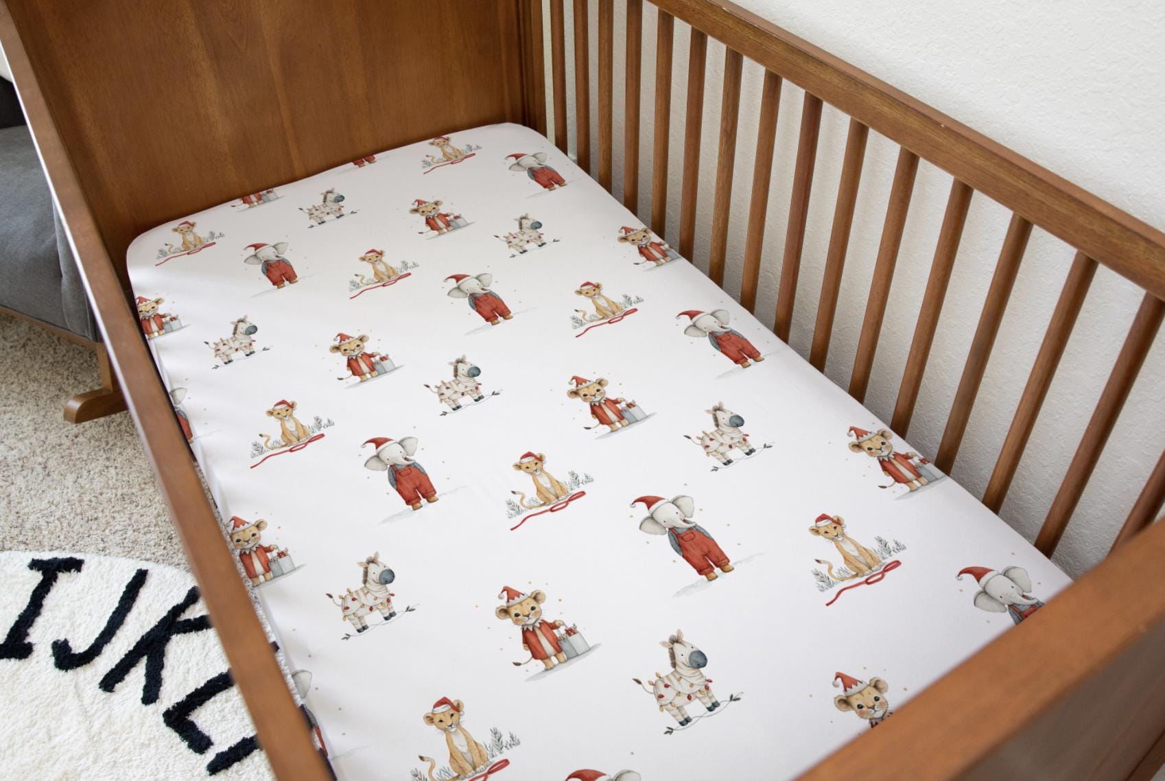 Safari Animals- Christmas, Bedding, Duvet Covers, Fitted Sheets, Festive bedding, Christmas Animals, Safari Bedding, Kids Bedding