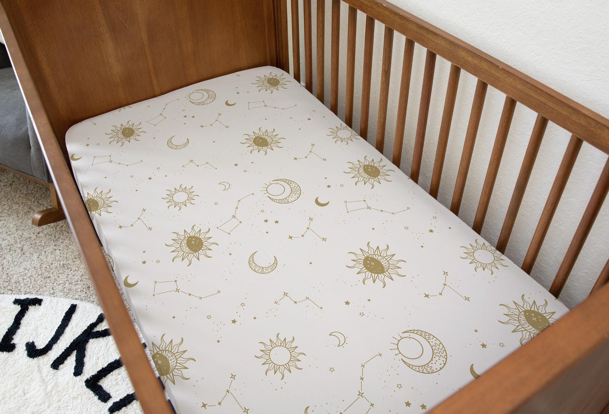 Celestial - Beige and Gold, Bedding, Duvet Covers, Fitted Sheets, Celestial Moons and Stars bedding, Modern Bedding, Kids Bedding