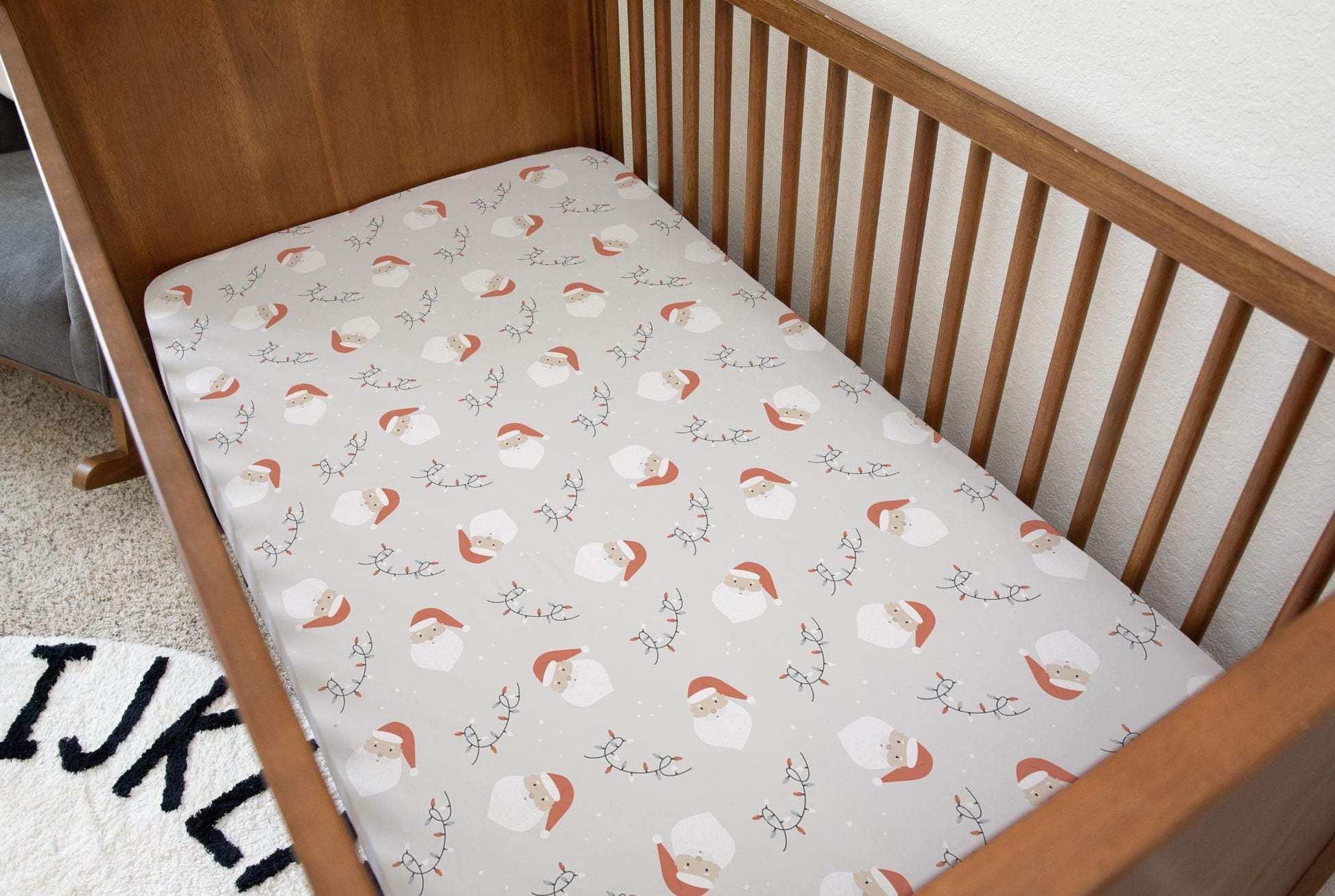 Christmas - Santa and Lights, Bedding, Duvet Covers, Fitted Sheets, Santa Claus bedding, Festive Bedding, Kids Bedding
