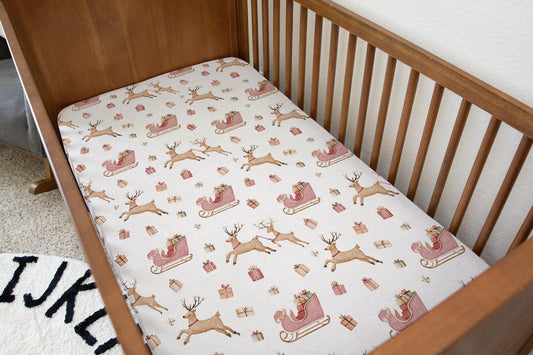 Christmas - Sleigh Reindeer, Bedding, Duvet Covers, Fitted Sheets, Santa Claus Sleigh & Reindeer bedding, Festive Bedding, Kids Bedding
