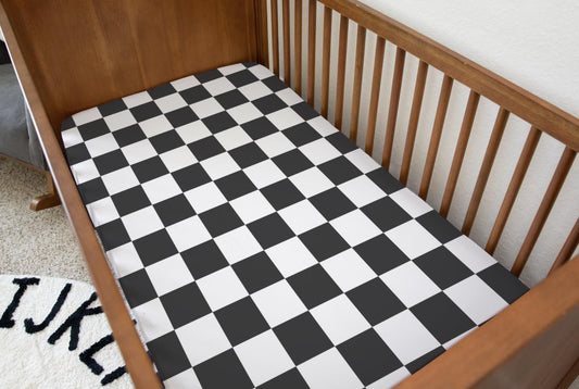 Checkered - (Almost) Black and White, Bedding, Duvet Covers, Fitted Sheets, Checkered Monochrome bedding, Modern Dark Bedding, Kids Bedding