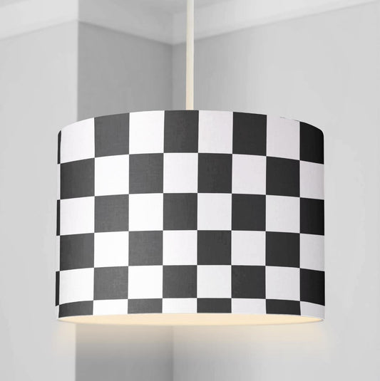 LAMPSHADE - Nursery Ceiling or Table lampshade, Black and White Checkered Lampshade, Childrens Lampshade, Round Lampshade, kids Lampshade