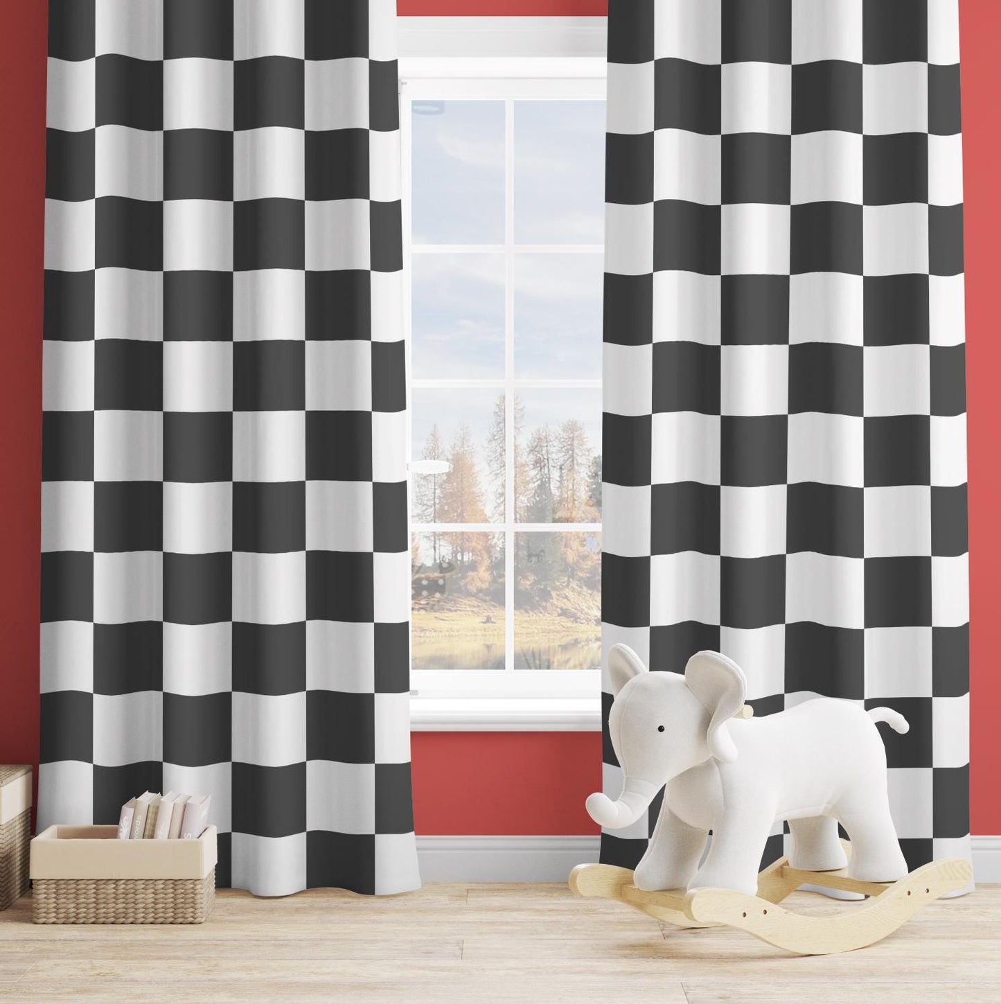 Curtains - (Almost) Black and White Checkered, Blackout or Non Blackout, Curtains with Eyelets, Pencil Pleat or Rod Pocket, Home Decor