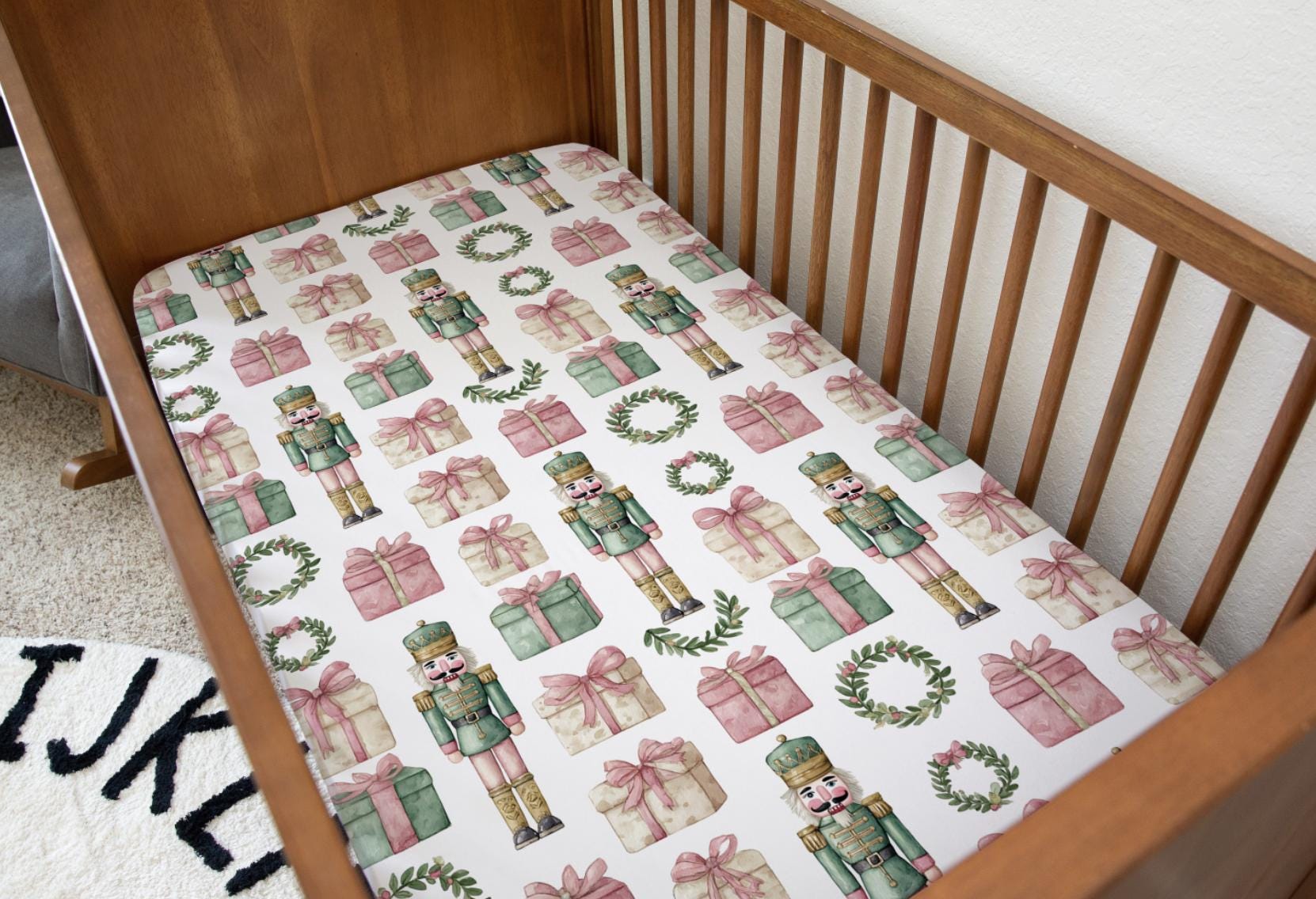 Nutcracker - Green, Bedding, Duvet Covers, Fitted Sheets, Festive bedding, Christmas Nutcracker and Presents Bedding, Kids Bedding