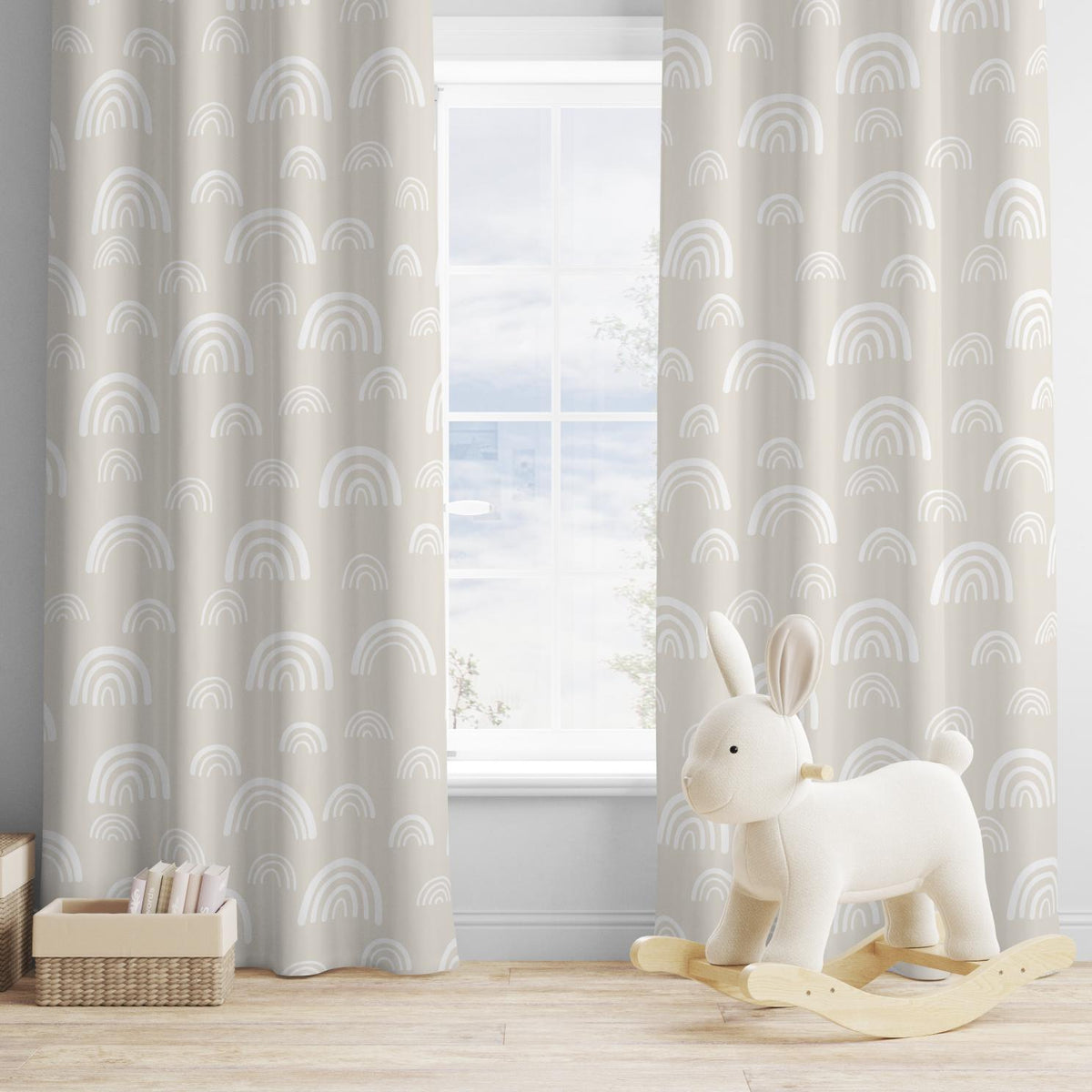 Rainbows - BEIGE, Curtains, SALE!, Blackout or Non Blackout, Eyelet, Pencil Pleat or Rod Pocket, Rainbow Curtains, Home Decor