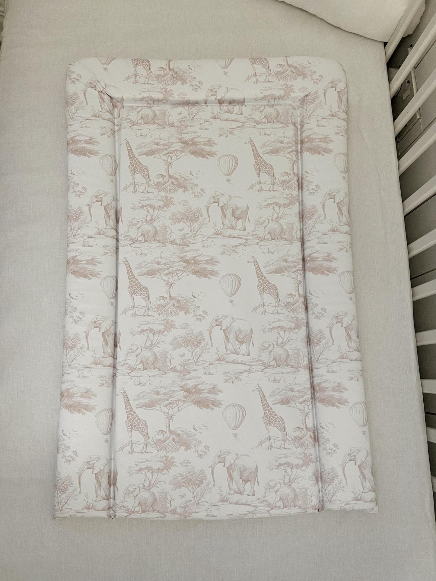 Chinoiserie Toile de Jouy Safari, Beige - Baby Changing Mat