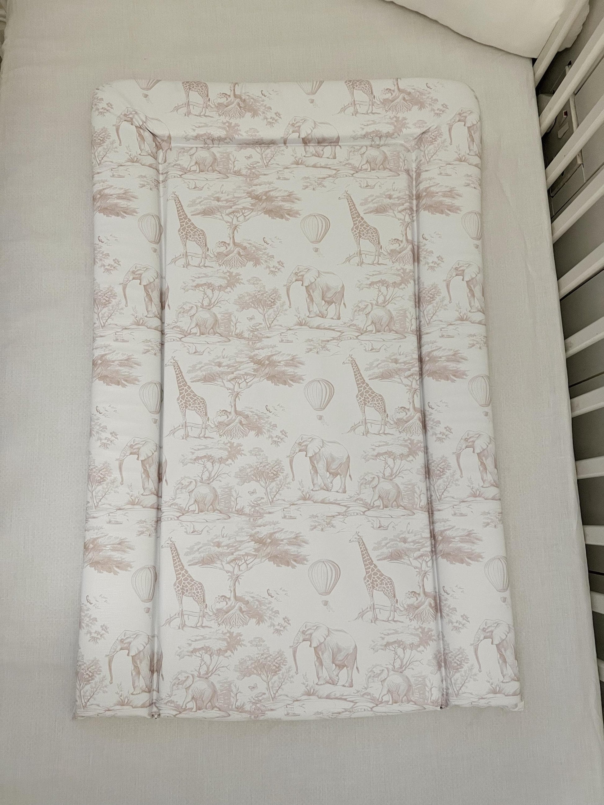 Chinoiserie Toile de Jouy Safari, Beige - Baby Changing Mat