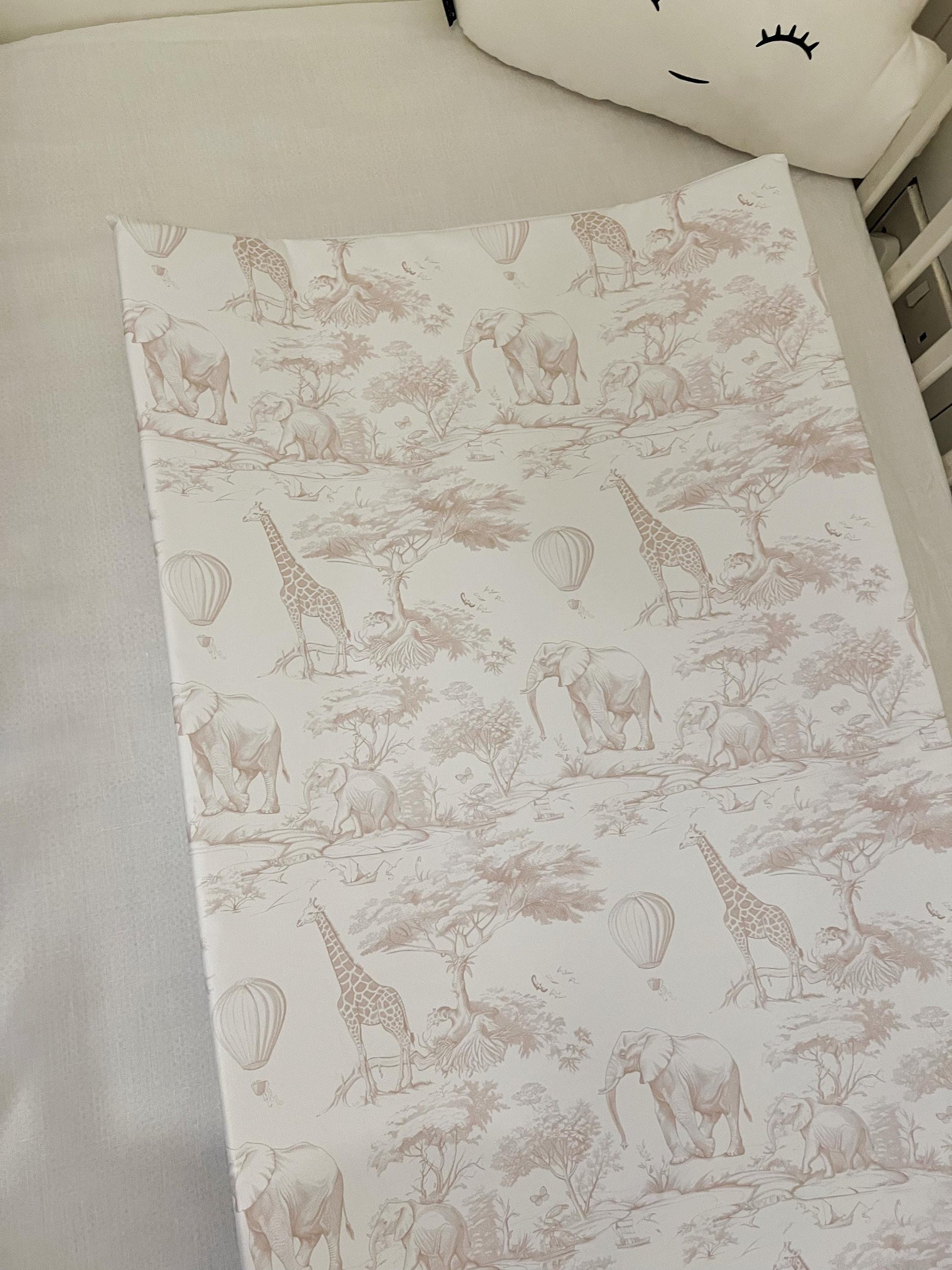 Chinoiserie Toile de Jouy Safari, Beige - Baby Changing Mat