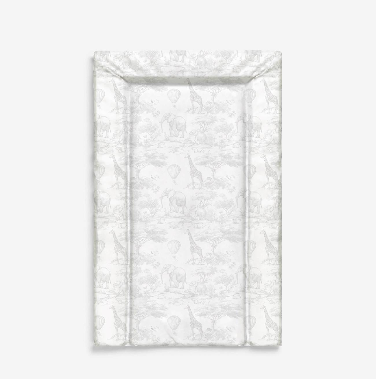 Baby Changing Mat - Chinoiserie Toile de Jouy Safari - GREY, Nappy Changing Mat, Waterproof Mat, Baby Gift, Wedge Changing Mat