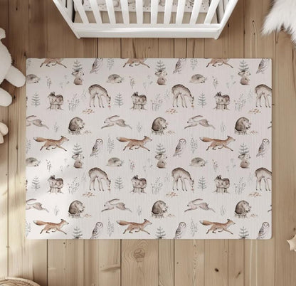 Woodland - Hedgehog and animals Rug, Round Carpet, kids decor, Children's Room Decor, Kids Round Rug, Kids Carpet, decor, Woodland decor