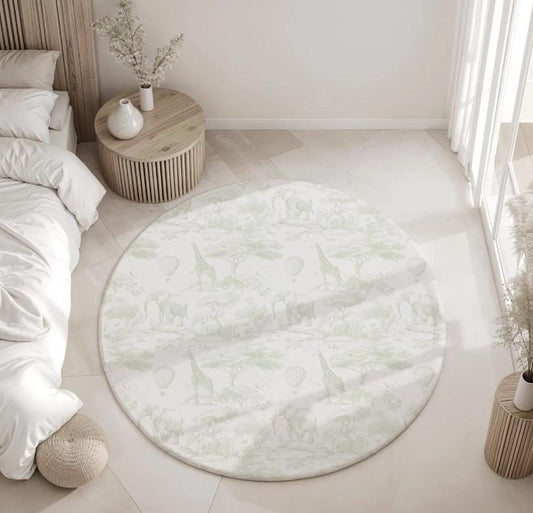Chinoiserie Toile de Jouy Safari - GREEN, Rug, Carpet, kids decor, Children's Room Decor, Kids Rug, Kids Carpet