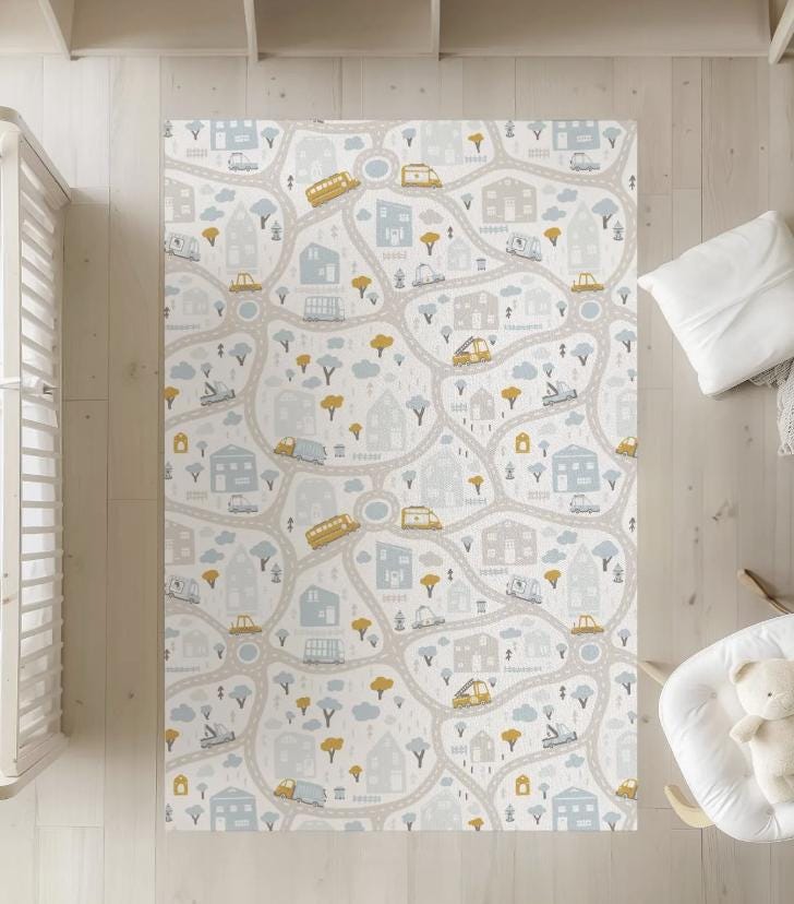 Kids Car Road Map Rug, Carpet, kids decor, Children's Room Decor, Kids Rug, Kids Play Carpet, Kids decor, Road map decor