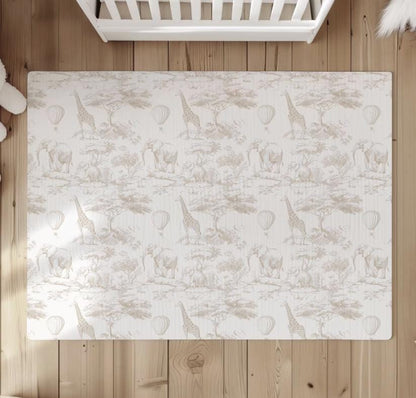 Chinoiserie Toile de Jouy Safari - BEIGE, Rug, Carpet, kids decor, Children's Room Decor, Kids Rug, Kids Carpet