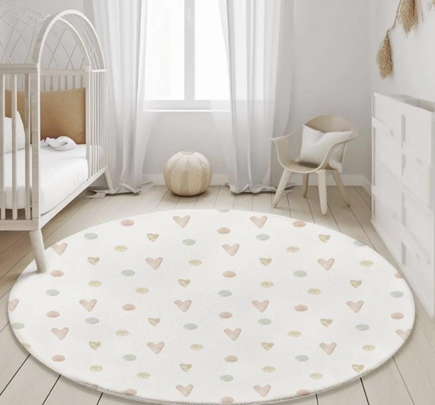 Dainty Hearts and Spots, Pretty Hearts and Spot Carpet, kids decor, Children's Room Decor, Kids Rug, Kids Carpet, Modern Bedroom decor
