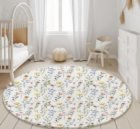 Watercolour Flowers Rug Carpet, kids decor, Children's Room Decor, Kids Rug, Kids Carpet, Colourful, Watercolour Flower Decor