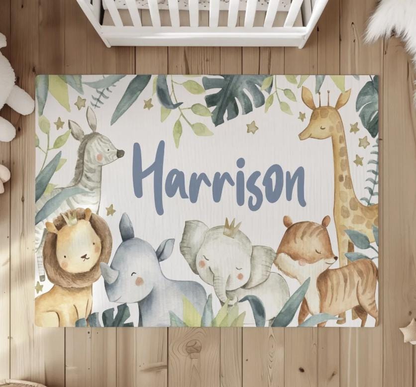Leaf Animal Personalised Rug, Carpet, kids decor, Children's Room Decor, Kids Rug, Kids Carpet, Personalised decor, Safari decor