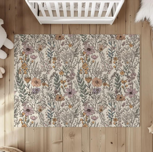 Wild Flower Rug, Carpet, kids decor, Children's Room Decor, Kids Rug, Kids Carpet, Personalised decor, Floral decor