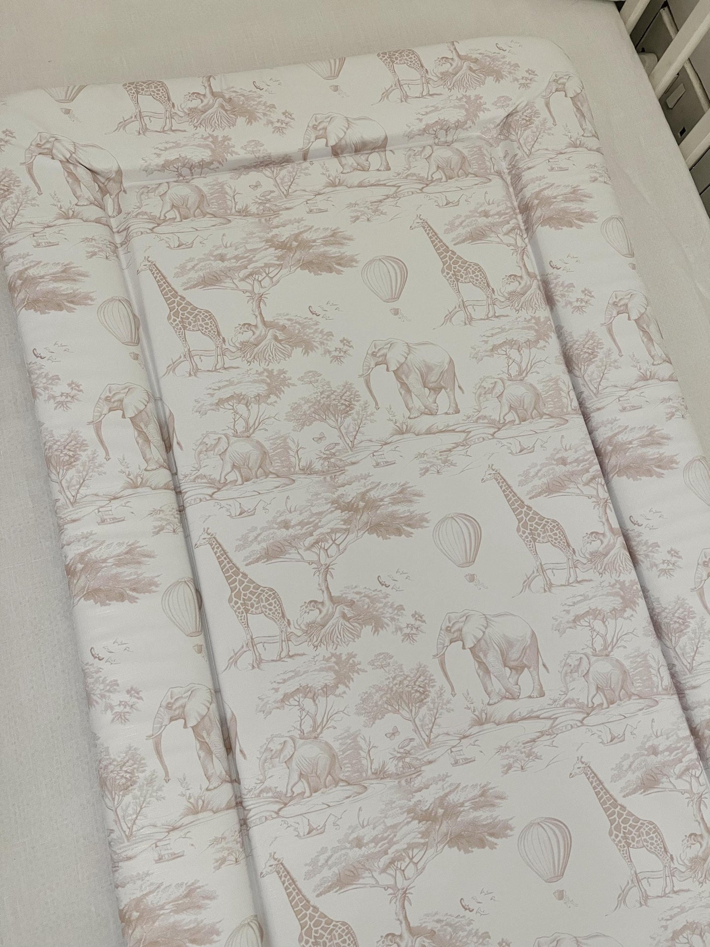 Chinoiserie Toile de Jouy Safari, Beige - Baby Changing Mat