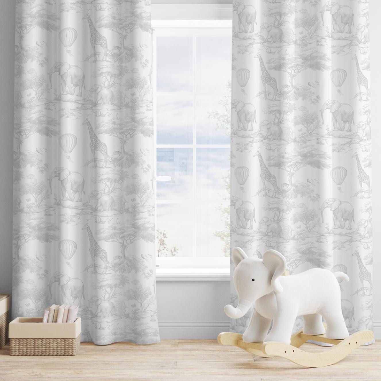 Chinoiserie Toile de Jouy Safari -GREY, Curtains, Blackout or Non Blackout, Eyelet, Pencil Pleat or Rod Pocket, Safari Curtains, Home Decor