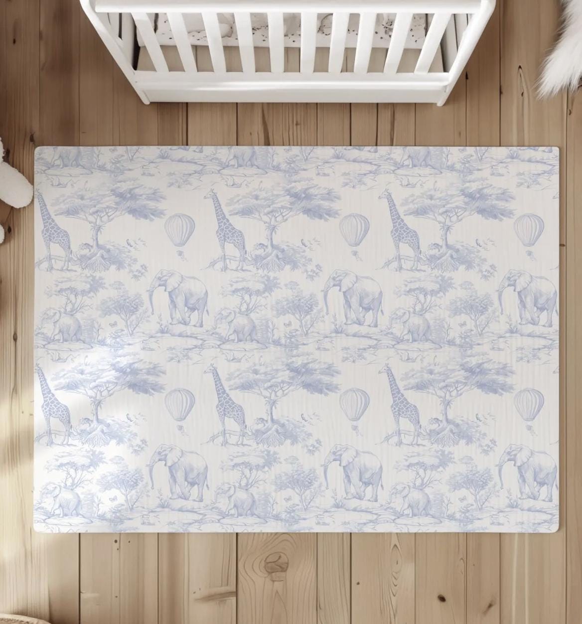 Chinoiserie Toile de Jouy Safari - BLUE, Rug, Carpet, kids decor, Children's Room Decor, Kids Rug, Kids Carpet
