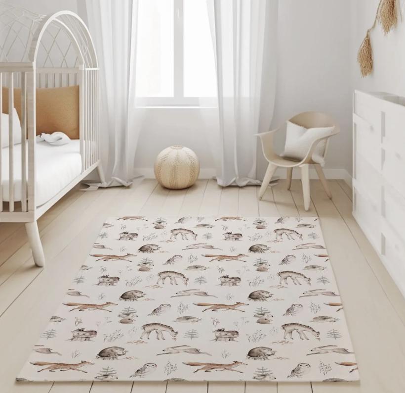Woodland - Hedgehog and animals Rug, Carpet, kids decor, Children's Room Decor, Kids Rug, Kids Carpet, decor, Woodland decor
