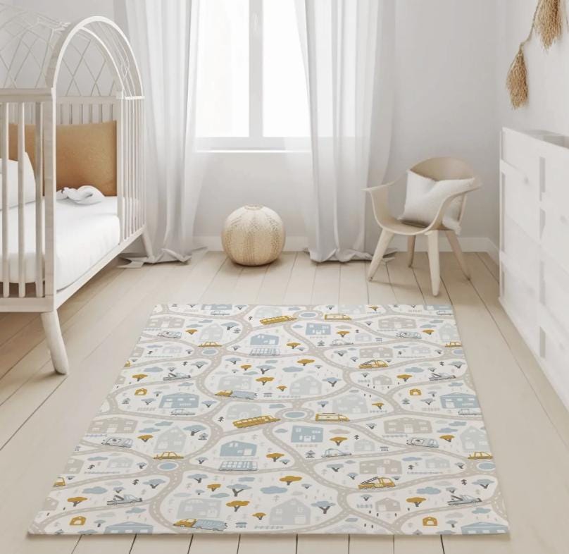Kids Car Road Map Rug, Carpet, kids decor, Children's Room Decor, Kids Rug, Kids Play Carpet, Kids decor, Road map decor