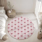 Pink Stripes with Red Bows, Round Rug, Carpet, kids decor, Children's Room Decor, Kids Rug, Kids Carpet, Round bedroom Rug