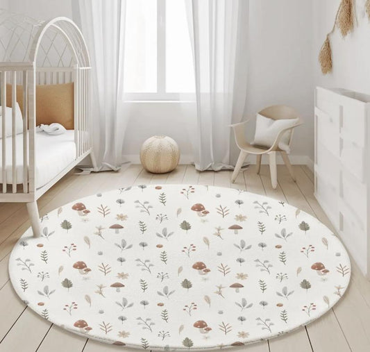 Woodland - Mushroom and Floral Rug, Carpet, kids decor, Children's Room Decor, Kids Rug, Kids Carpet, decor, Woodland decor