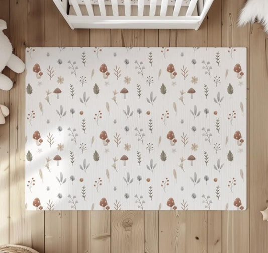 Woodland - Mushroom and Floral Rug, Carpet, kids decor, Children's Room Decor, Kids Rug, Kids Carpet, decor, Woodland decor
